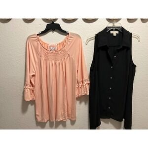 Bundle 2pcs Cupio Peach Top and Michael Michael Kors Black Shirt size xl